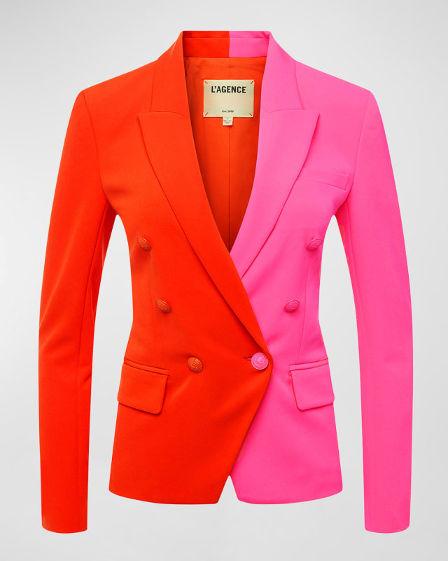 Kenzie Colorblock Double-Breasted Tailored Blazer